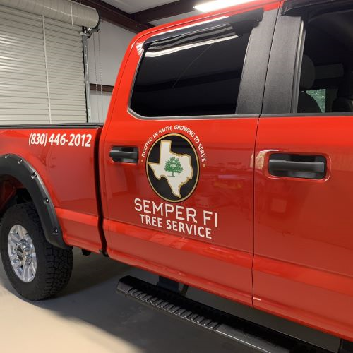 Image of Installed Vehicle Graphics on Door and Truck Bed